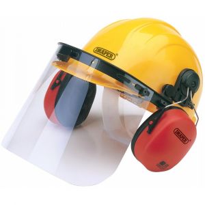Safety Helmet, ear muffs & visor